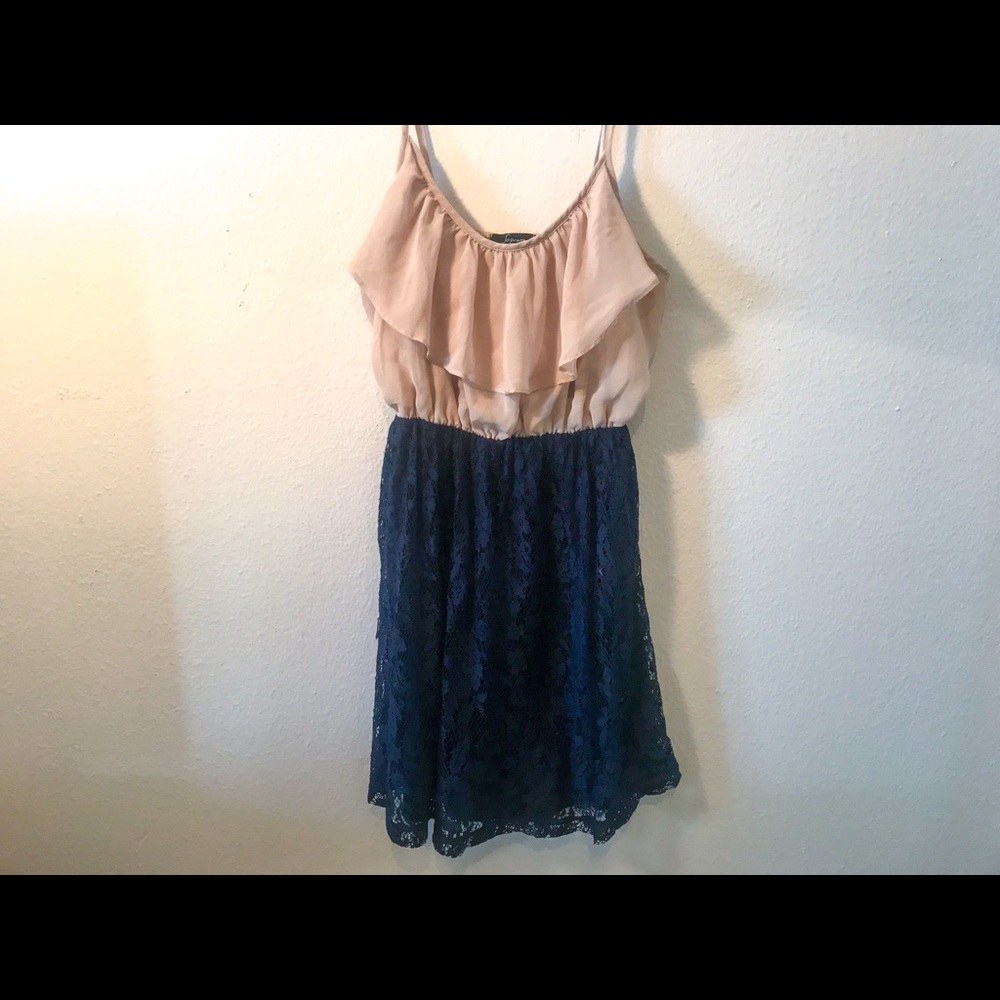 Soprano Navy & Tan Lace Dress